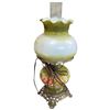 Image 2 : Vintage Electric Hurricane Style Lamp with Hand Painted Glass Shade and Base