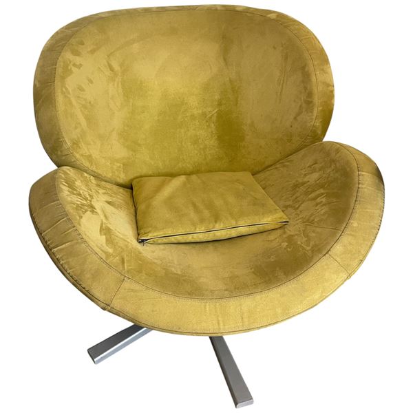 Vintage Green Velvet Swivel Chair - Generous Size