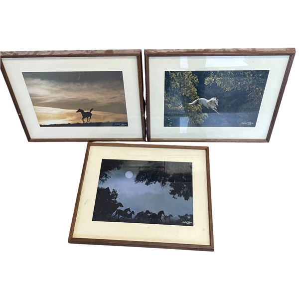 Three 1970s & 80s Signed  Robert Vavra Equine Themed Prints (Frames are 22" x 17")