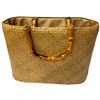 Image 1 : Woven Straw Bag with Bamboo Handles - 5" x 12" x 9" tall