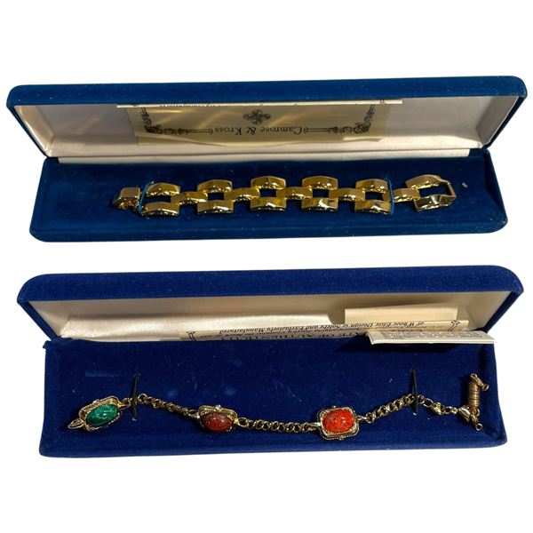 2 JBK Bracelets by Camrose & Kross in Original Cases (1 Gold-Tone  Oval Link and 1 Chain Link with S