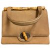 Image 2 : 2 Vintage Brown Suede & Leather Handbags with Bamboo Clasps - The smaller is labelled Saks Fifth Ave