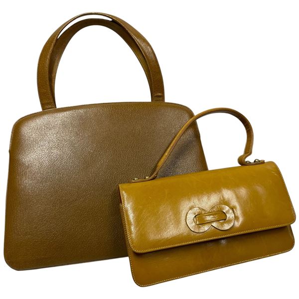 1950s Rendl Original Leather Handbag and Smaller Handbag of Unknown Maker