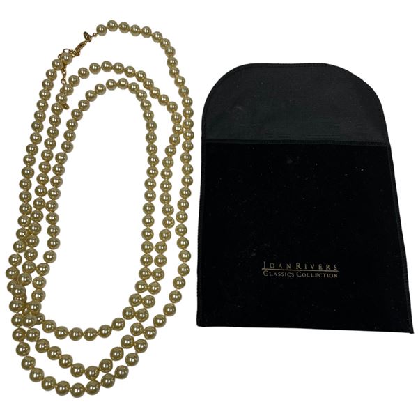 Joan Rivers 62" Rope of Creamy 9.8mm Faux Pearls with Original Bag