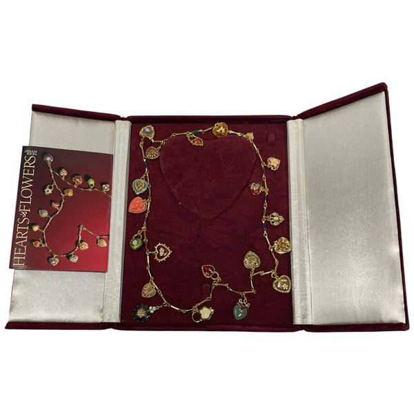 Joan Rivers Hearts & Flowers 24" Enamel & Crystal Necklace in Original Box