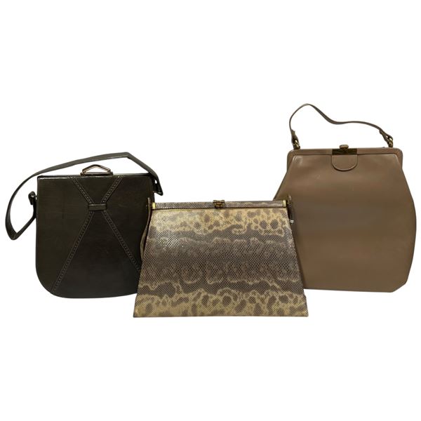 Vintage - 1 Snakeskin & 2 Leather Handbags