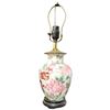 Image 4 : Ceramic Peony Pattern Lamp & Bamboo Doll Chair - No Lamp Shade