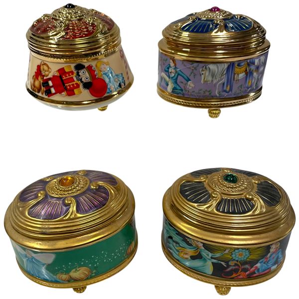 4 Franklin Mint Porcelain Music Boxes by House of Faberge