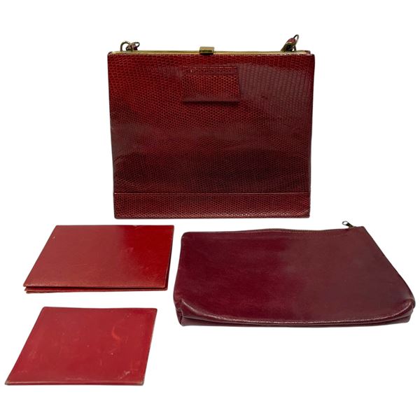 4 Vintage Red Leather Small Purse, Wallets and Folio