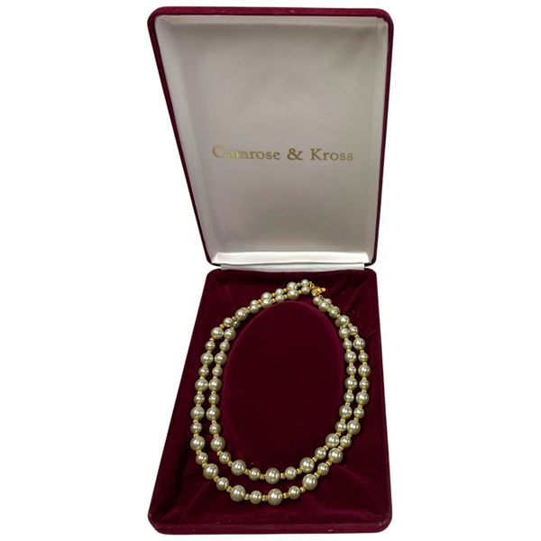Jackie Kennedy Replica Double Strand of Pearls by Camrose & Kross in Original Case with COA