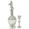Image 2 : 6 Igor Carl Faberge "Snow Doves" Crystal Cordial Glasses & "Snow Doves Decanter - New in Boxes
