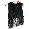 Image 1 : Small Black Suede Vest with Suede & Chain Fringe - Measures 12" across the back