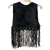 Image 3 : Small Black Suede Vest with Suede & Chain Fringe - Measures 12" across the back