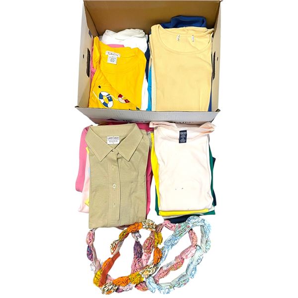 Box of T-Shirts & Fabric Flower Belts