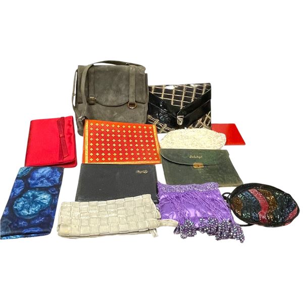 Small Bin of Clutch Purses & Wallets - Wide Variety of Materials