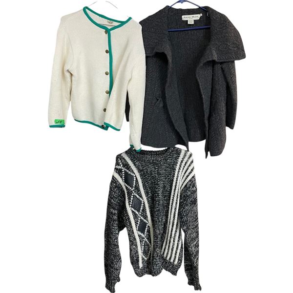 Aran Mor 100% Merino Wool Sweater & 2 Additional Sweaters