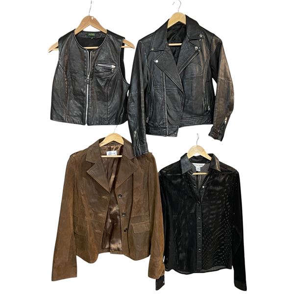 3 Leather Jackets & 1 Leather Shirt