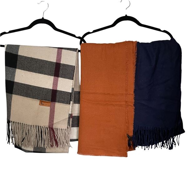 2 Light Wool & 1 Plaid Cashmere Pashmina