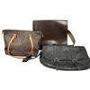Image 1 : Black Satchel (Burberry Logo), Purse with LV Logo and Brown Leather Messenger Bag