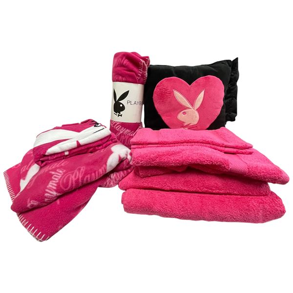 Group of Pink Blankets & Pillow with Playboy Logo