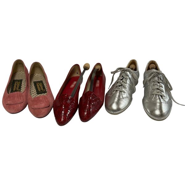 2 Pairs of Size 6 Flats & 1 Pair of Silver Rockport Runners (size 9m)
