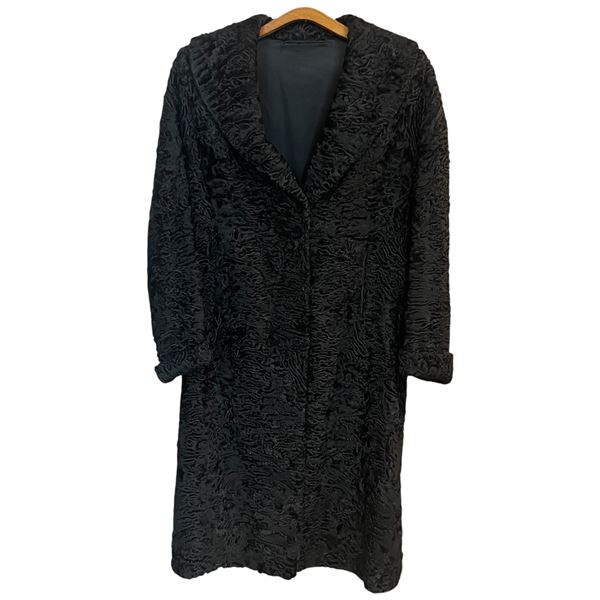 Beautiful 1950s Black Persian Lamb Coat - Fully Lined