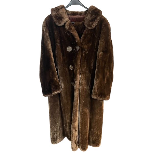 1970's Luxe Vegan Fur Full Length Coat - Possibly by Claudine Bueché - Size L