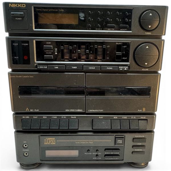 1990's Nikko Model NM50 Hifi Compponent Stereo CD Player, Tuner, Equalizer & Dual Cassette Player