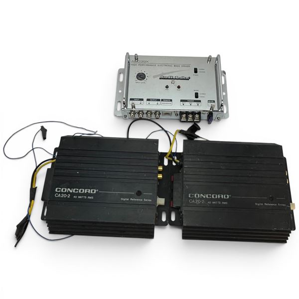Audiobahn ABD39X Bass Driver & 2 Concord CA20-2 40 Watt Car Amplifiers