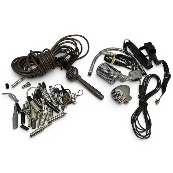 3 Vintage Astatic Microphones and Assorted Parts and Accessories