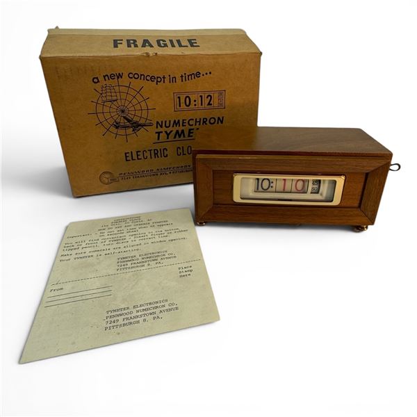 Pennwood Numechron Co Tymeter Clock Walnut Model 851E New Old Stock