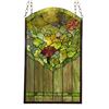 Image 2 : Hanging Floral Stained Glass Panel Flowers & Butterfly Design Textured Glass
