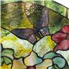 Image 4 : Hanging Floral Stained Glass Panel Flowers & Butterfly Design Textured Glass