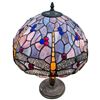 Image 2 : Tiffany Style Dragonfly Stained Glass Lamp Dual Bulbs