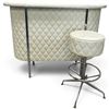 Image 1 : Vintage White Vinyl Tufted Bar with Chrome Accents & Matching Stool 1960s Style