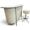 Image 3 : Vintage White Vinyl Tufted Bar with Chrome Accents & Matching Stool 1960s Style