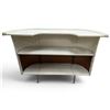 Image 4 : Vintage White Vinyl Tufted Bar with Chrome Accents & Matching Stool 1960s Style