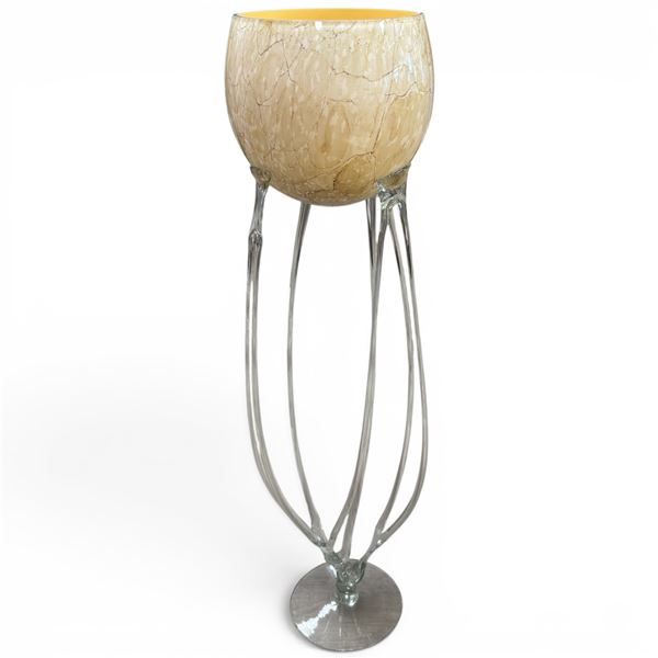 Floor Standing Jozefina Krosno Jellyfish Glass Planters Made in Poland 38" Tall
