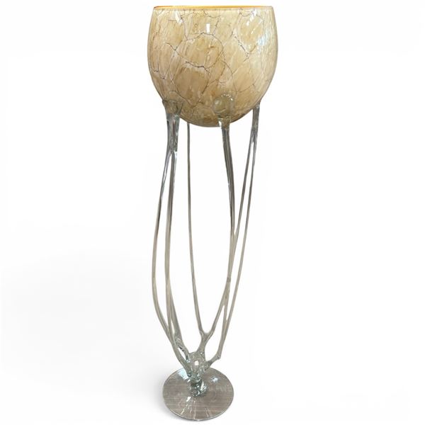 Floor Standing Jozefina Krosno Jellyfish Glass Planters Made in Poland 38" Tall