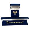 Image 1 : Camrose & Kross JBK Gold Plated Crystal Swan Brooch & Line Bracelet with Step Cut Emerald Crystals -