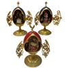 Image 1 : 3 Franklin Mint - House of Faberge - 7" Porcelain Eggs with Nativity Scenes - All are numbered Ltd. 