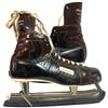 Image 4 : Vintage Marksman Pro Brown Leather Skates with Blade Guards - Size 11 1/2