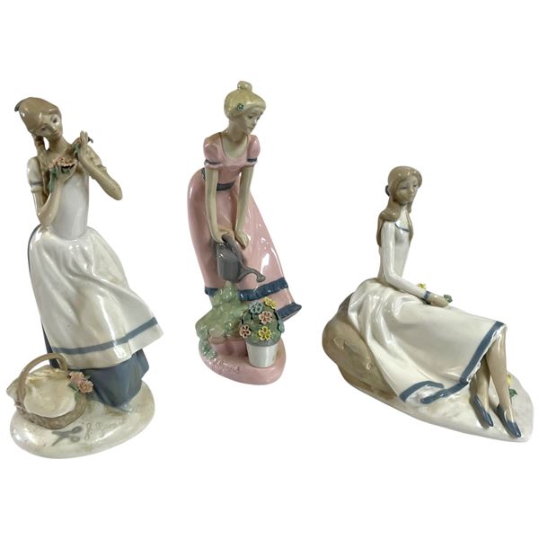 3 Franklin Mint 1980s Flower Maidens by Fulgencio Garcia Lopez - Average height is 7"