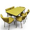 Image 1 : 1960s Yellow Vinyl & Chrome Dining Room Table with 6 Chairs Mid-Century Modern