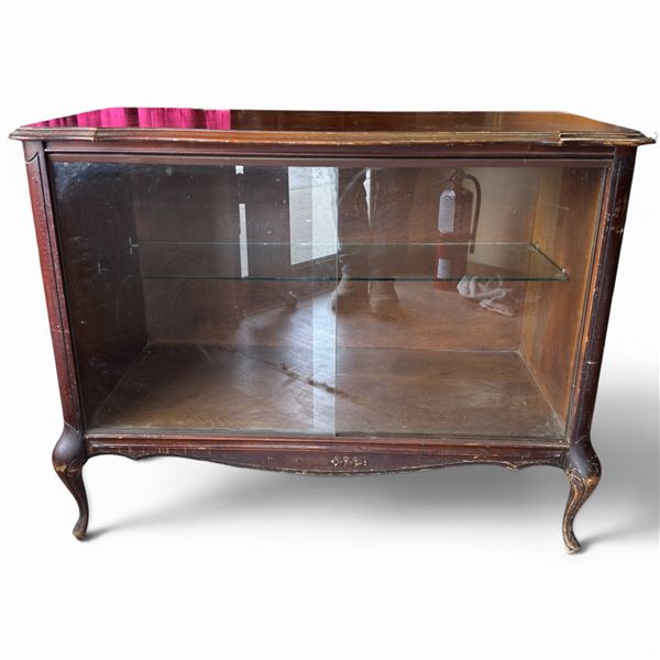 Vintage Wood Cabinet with Sliding Glass Doors 40x19x31"
