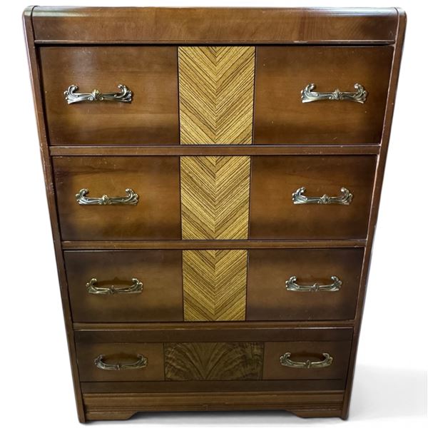 Waterfall Art Deco Style Tall Dresser 30x17x42" Matches Lot 522