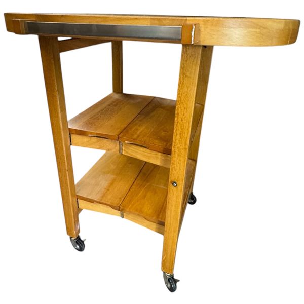 Folding Kitchen Island Wood Butchers Block Top on Castors 34x24x36"
