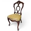 Image 1 : Vintage Victorian Mahogany Side Chair Balloon Back, Upholstered Fabric and Cabriolet Legs Seat 18"