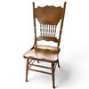 Image 1 : Vintage Amish Oak Country Pressed Back Spindle Chair Seat Height is 17.5"