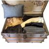 Image 2 : Large Steamer "Tickle" Trunk Filled with Faux Furs and Wool Blankets and More 34.5x21x24"